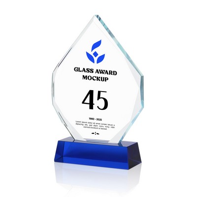 Crystal Diamond Award With Blue Base